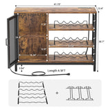 Wine Bar Cabinet with Power Outlets, Industrial Coffee Bar Cabinet for Liquor