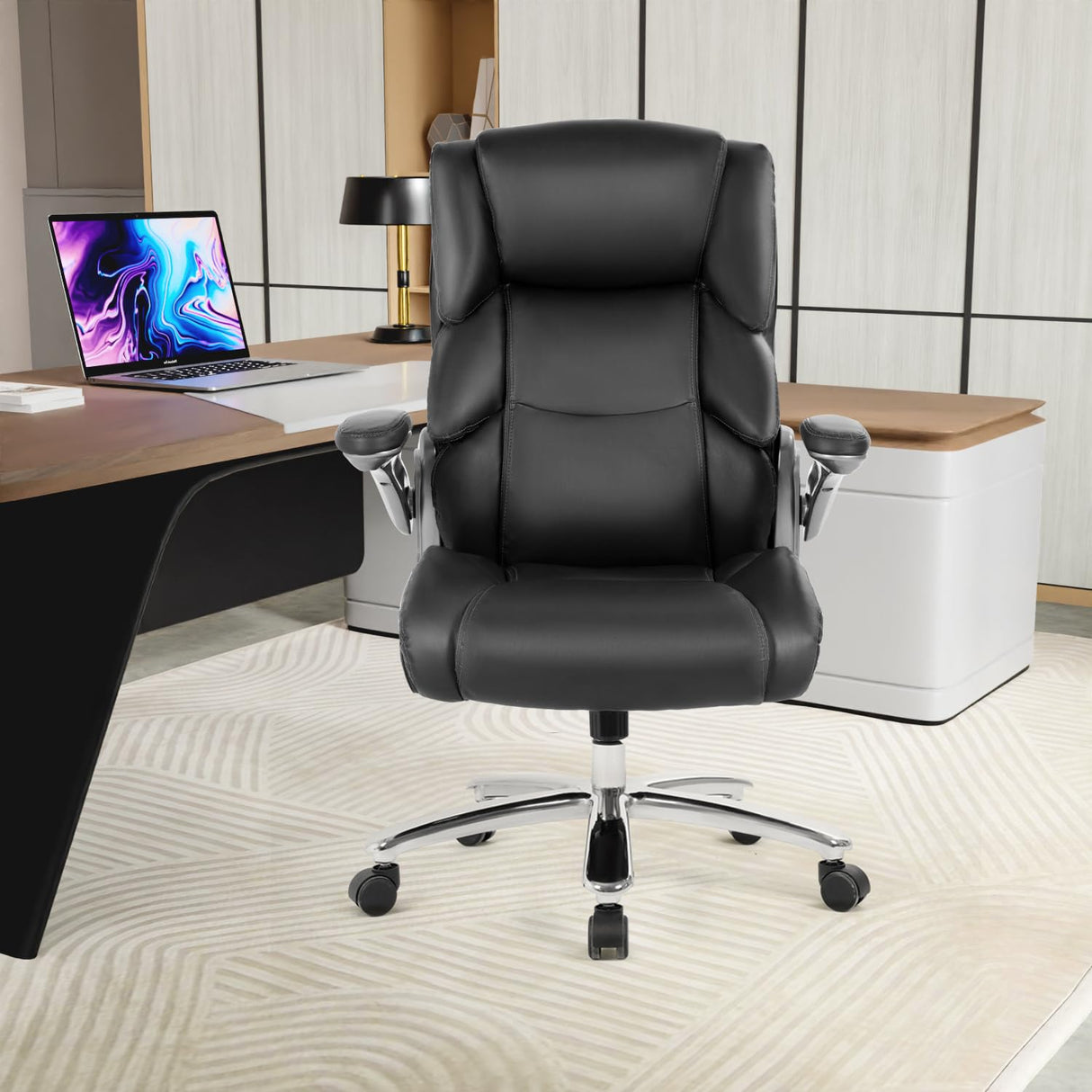 Big and Tall Office Chair 400lbs Adjustable Executive Leather Desk Chair