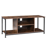 TV Stand for Up to 50 Inch TVs, Accent TV Cabinet with Open Shelf for Living Room, Media Center, Steel Frame, Rustic Brown and Black