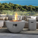 Round Propane Fire Pit Table,30 Inch Outdoor Fire Pit Table Set w Tank Cover
