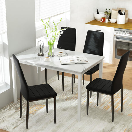 Dinning Table Sets for 4, 5 Piece Dining Room Table Set with PU Leather Chairs