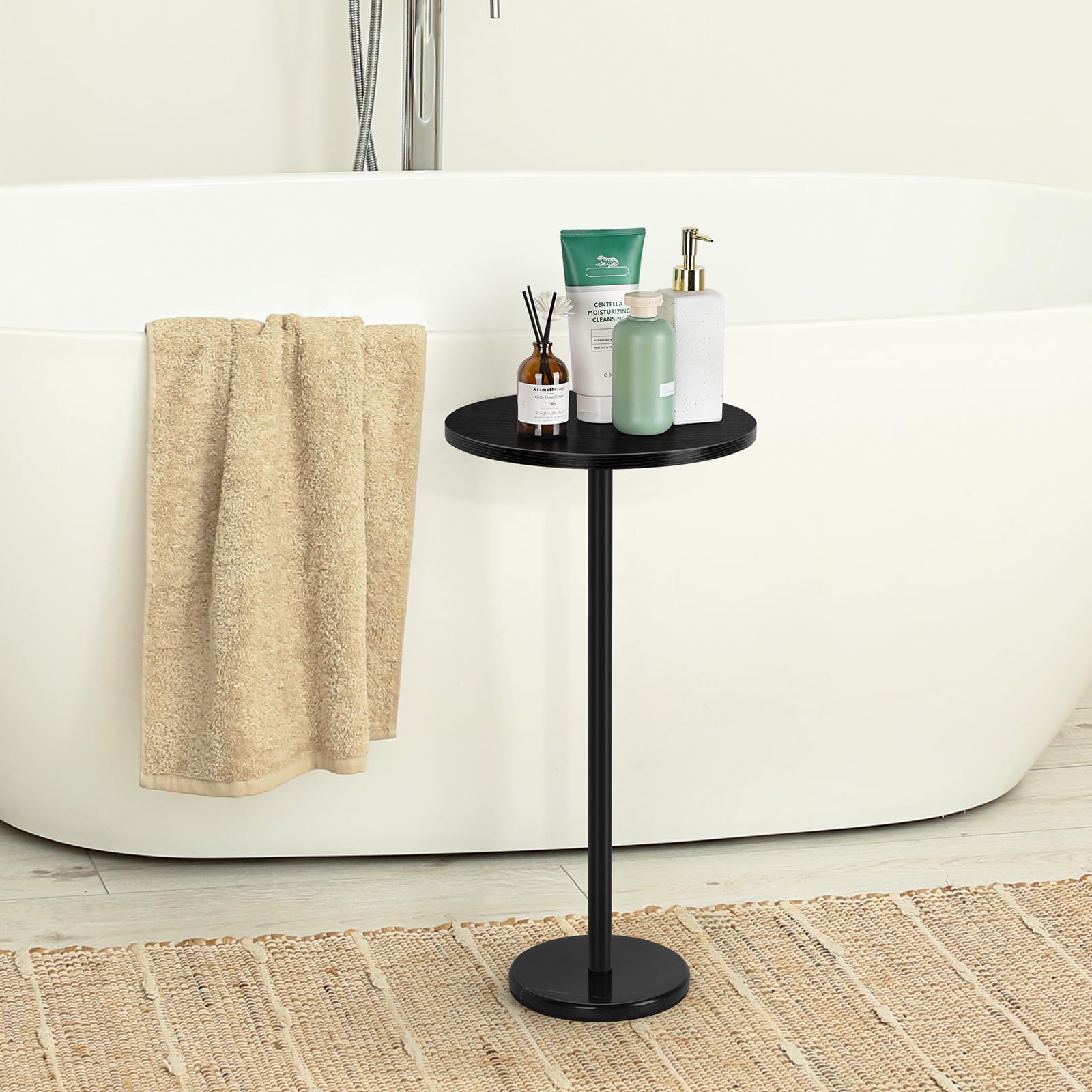 Round Side Table Small End Table Set of 2 Black Round Coffee Table Modern Nightstand Kids Bedside Table Outdoor Accent Table for Small Spaces Living Room Bedroom Patio - Bircata