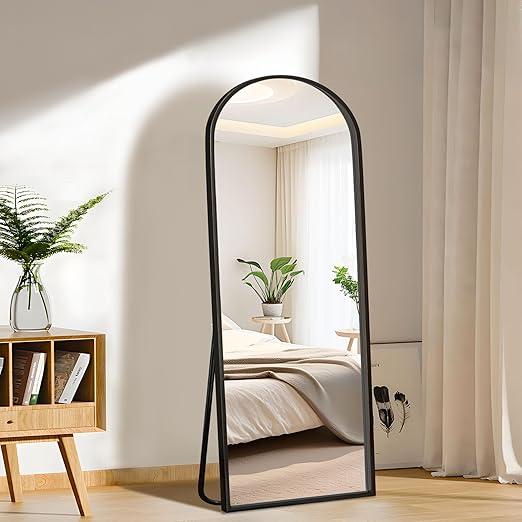 Arched Full Length Mirror with Stand 57x20 - Gold Aluminum Frame