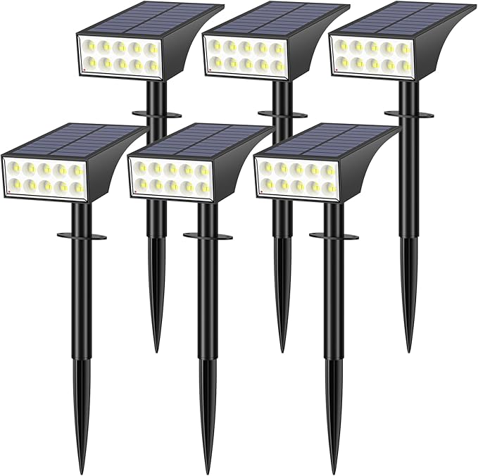 Solar Spot Lights Outdoor Waterproof, [12 Pack/4 Modes] Landscape Lighting Spotlights
