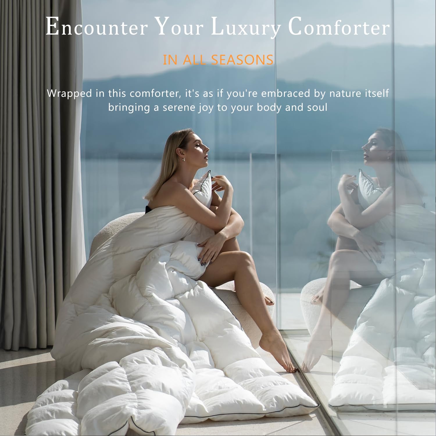 Luxury White Goose Down Comforter Oversized King Size - Down and Feather Fiber Core