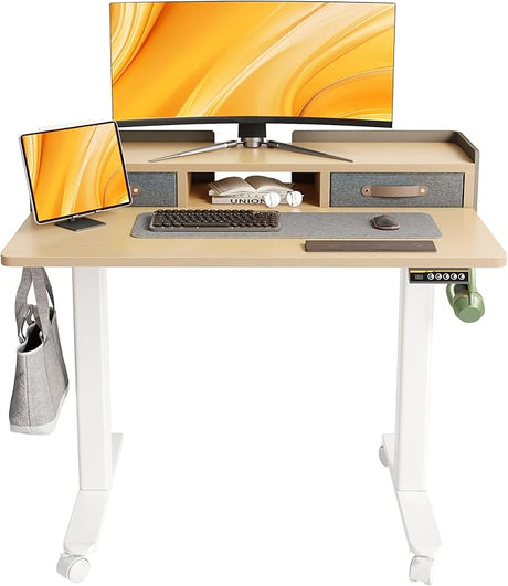 Standing Desk with Drawers, Stand Up Electric Standing Desk Adjustable Height