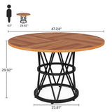 Round Dining Table for 4, 47 Inches Kitchen Table Circle Dinner Table,