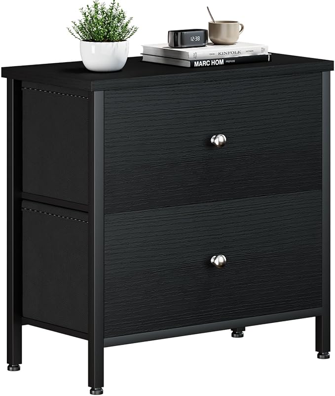 White Nightstands Set of 2, 2 Drawer Dresser