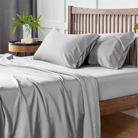 Cooling Sheets Queen Size, Rayon derived from Bamboo, Oeko-TEX Certified Luxuriously Soft & Cooling Silky Sheet Set