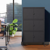 Metal Locker Storage Cabinet with 6 Doors and 4 Shelves，56.6" Tall Steel Office Storage