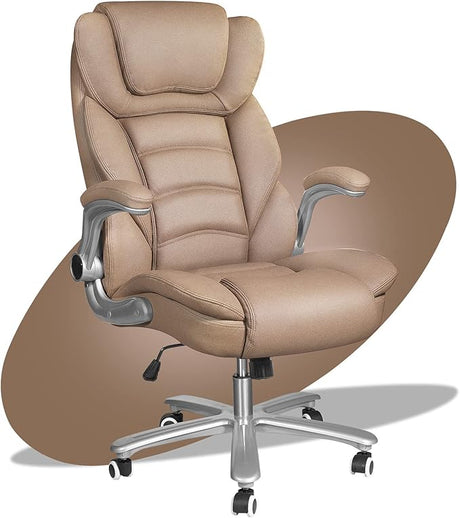 Brown Leather Executive Office Chair, Big and Tall Office Chairs for Heavy People 400lbs