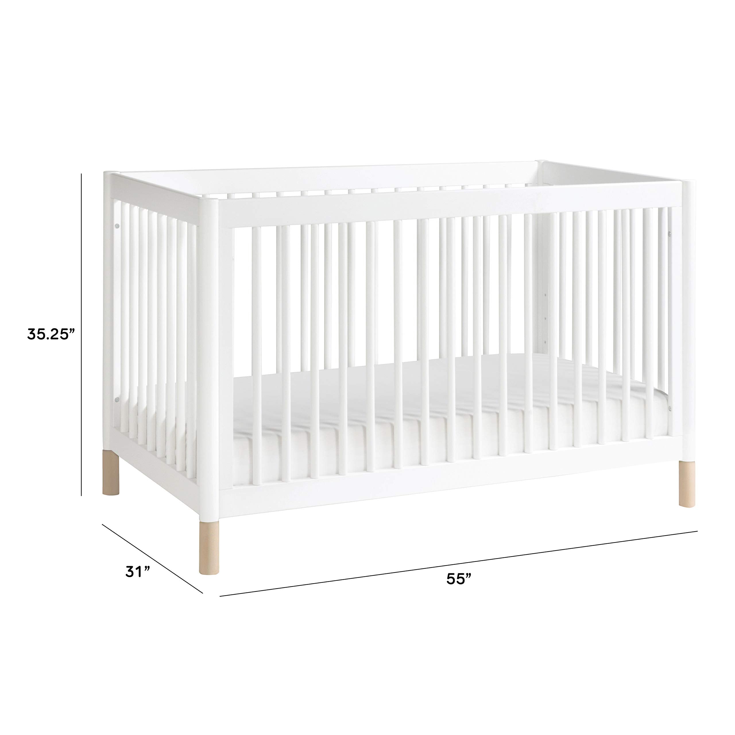 Gelato 4-in-1 Convertible Crib with Toddler Bed Conversion in White and Washed Natural