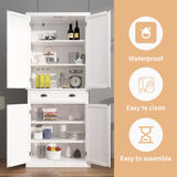 ARTPOWER Kitchen Pantry Storage Cabinet with Drawer and Adjustable Shelves, Bathroom or Hallway, White