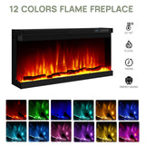 70" LED Fireplace TV Stand with Glass Doors - Black