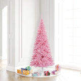 6.5' Pink Fir Slim Artificial Christmas Tree, Pink Dura-lit LED Lights - Faux Fir Christmas