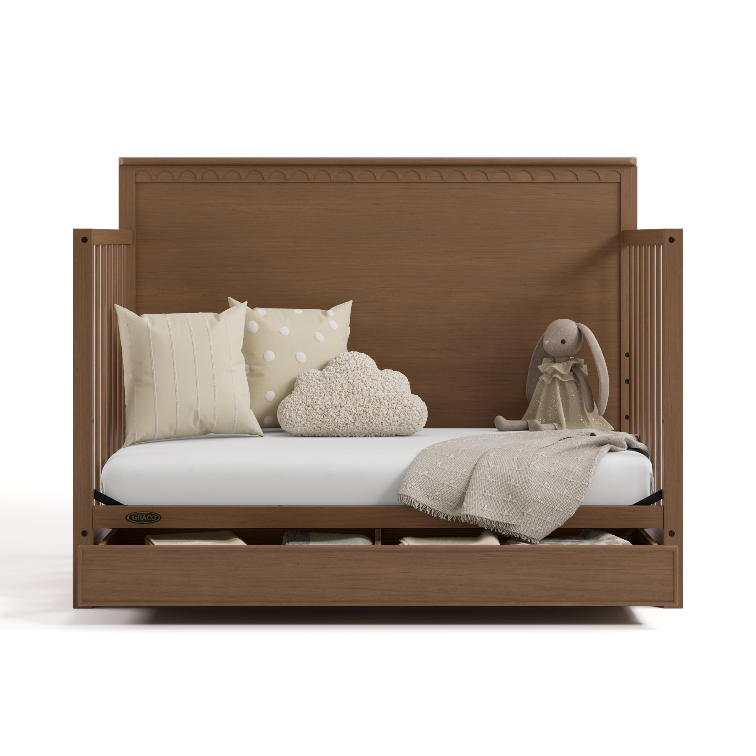 5-in-1 Convertible Crib with Storage Drawer (Hazelnut) – GREENGUARD Gold Certified Baby