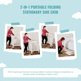 2-In-1 Portable Folding Stationary Side Crib In White