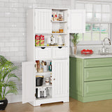 Tall Storage Cabinet, Bathroom Cabinet with Adjustblae Shelves & 2 Drawers, Bathroom