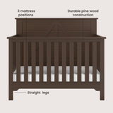 Woodland 4-in-1 Convertible Crib, Baby Crib Converts to Day Bed, Toddler Bed and Full Size Bed,