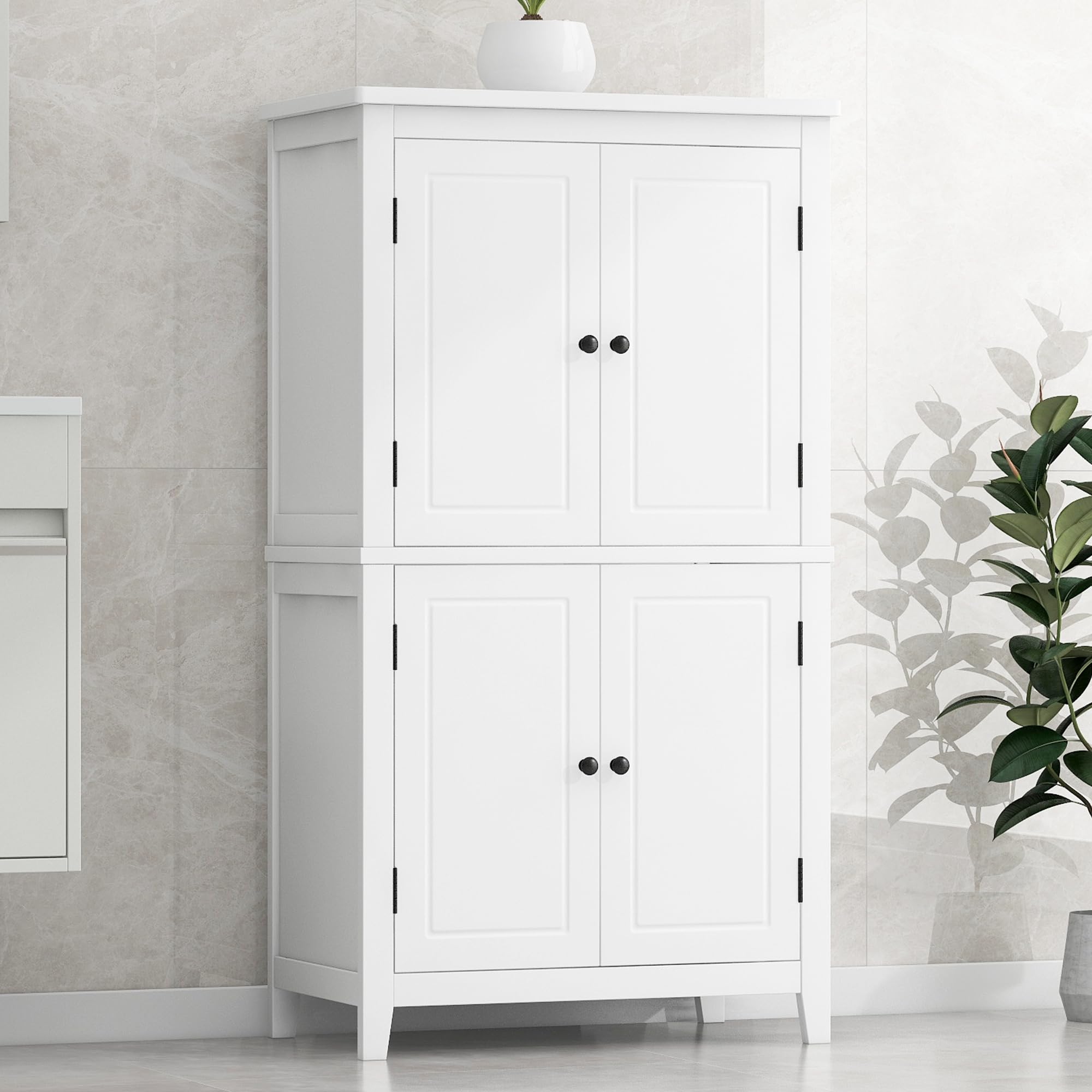 Storage Cabinet with Doors and Shelf Rack