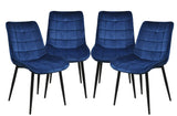 Navy Blue Dining Chairs Set of 4 Velvet Side Chairs for Dining Room with Metal Legs- No
