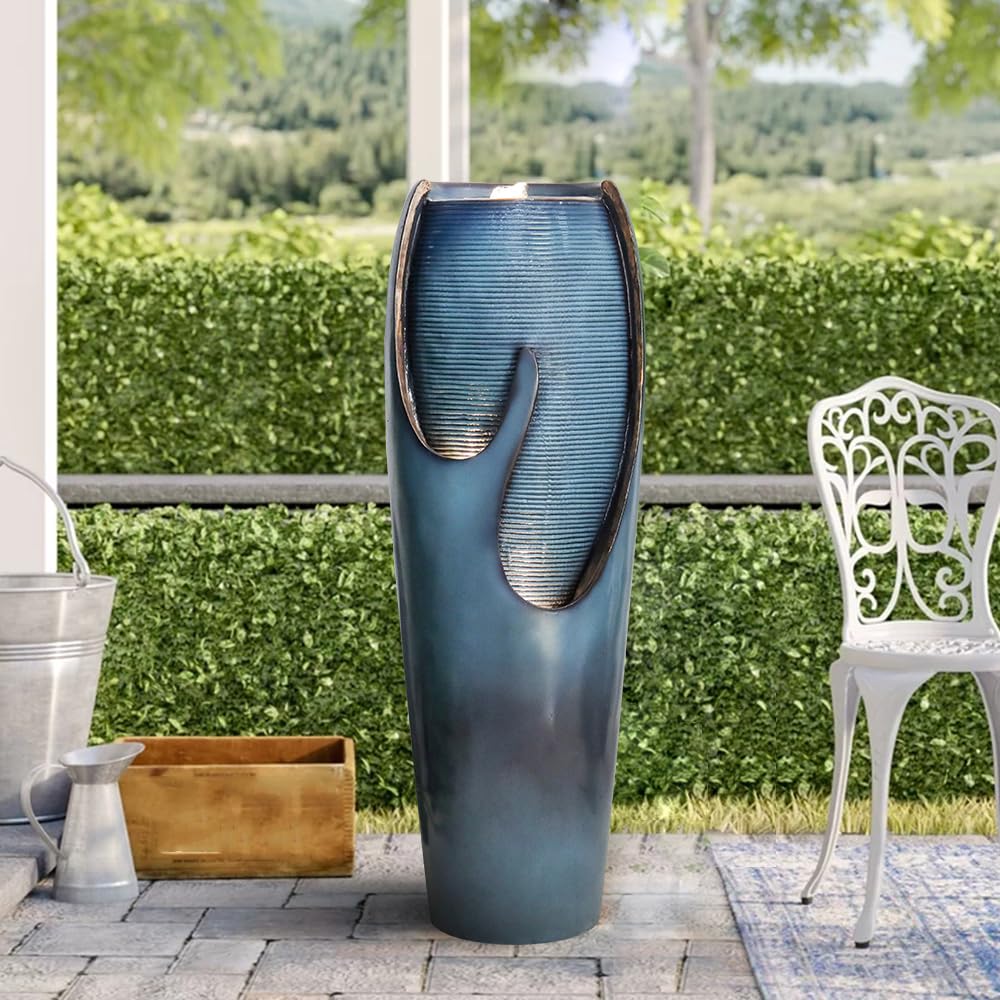 38.7”Tall Outdoor Water Fountains and Waterfalls - Indoor Water Urn Fountain