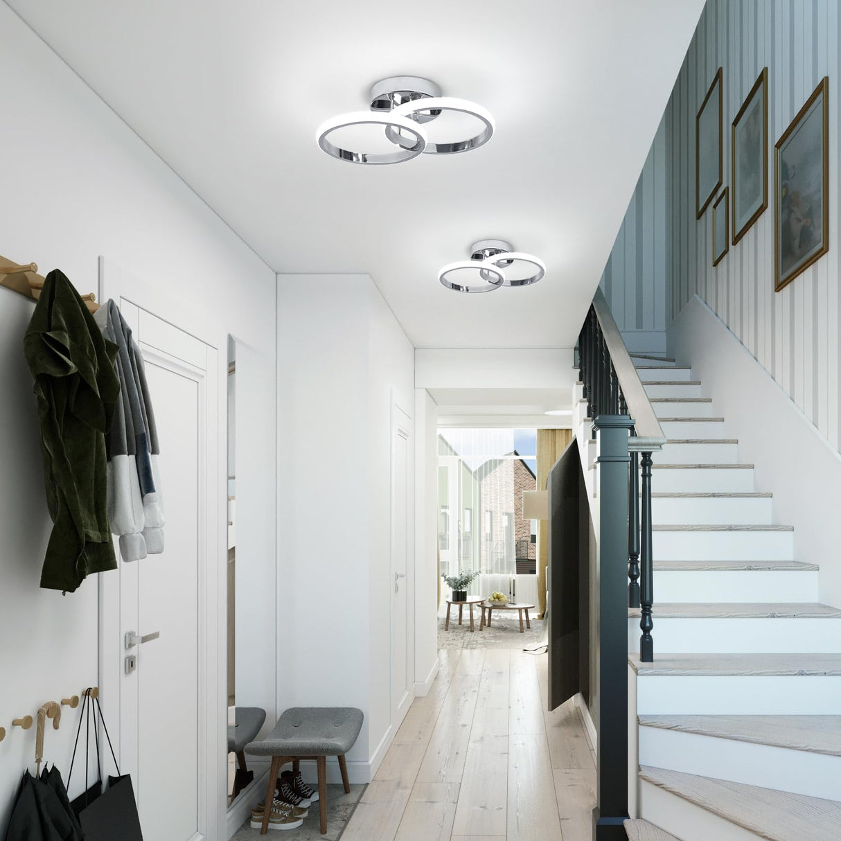 Round Modern Led Ceiling Light Fixtures, 6000K Cool White Hallway Light Fixtures Ceiling,