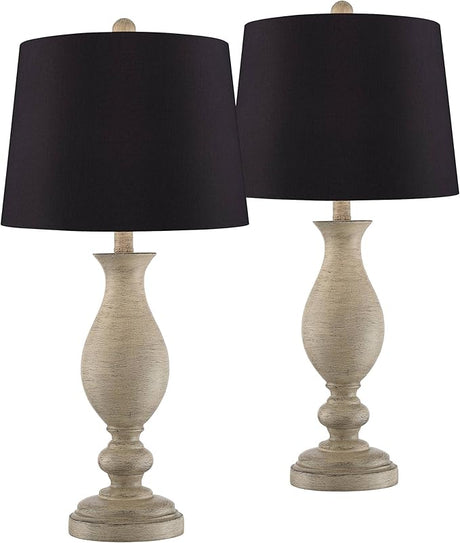 Serena Country Cottage Traditional Style Table Lamps 27.5" Tall Set of 2 Cream Beige