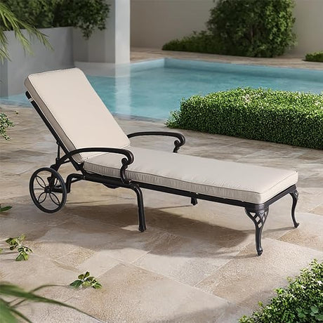 Chaise Lounge Chair Outdoor - Patio Lounge Aluminum Recliner Chair with Cushion