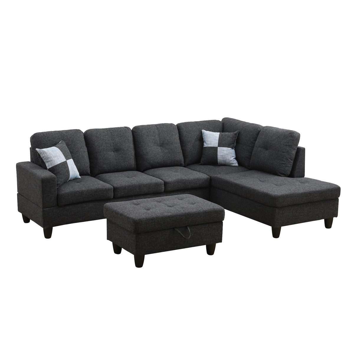 103 in Modern Sectional Sofa Set with Storage Ottoman