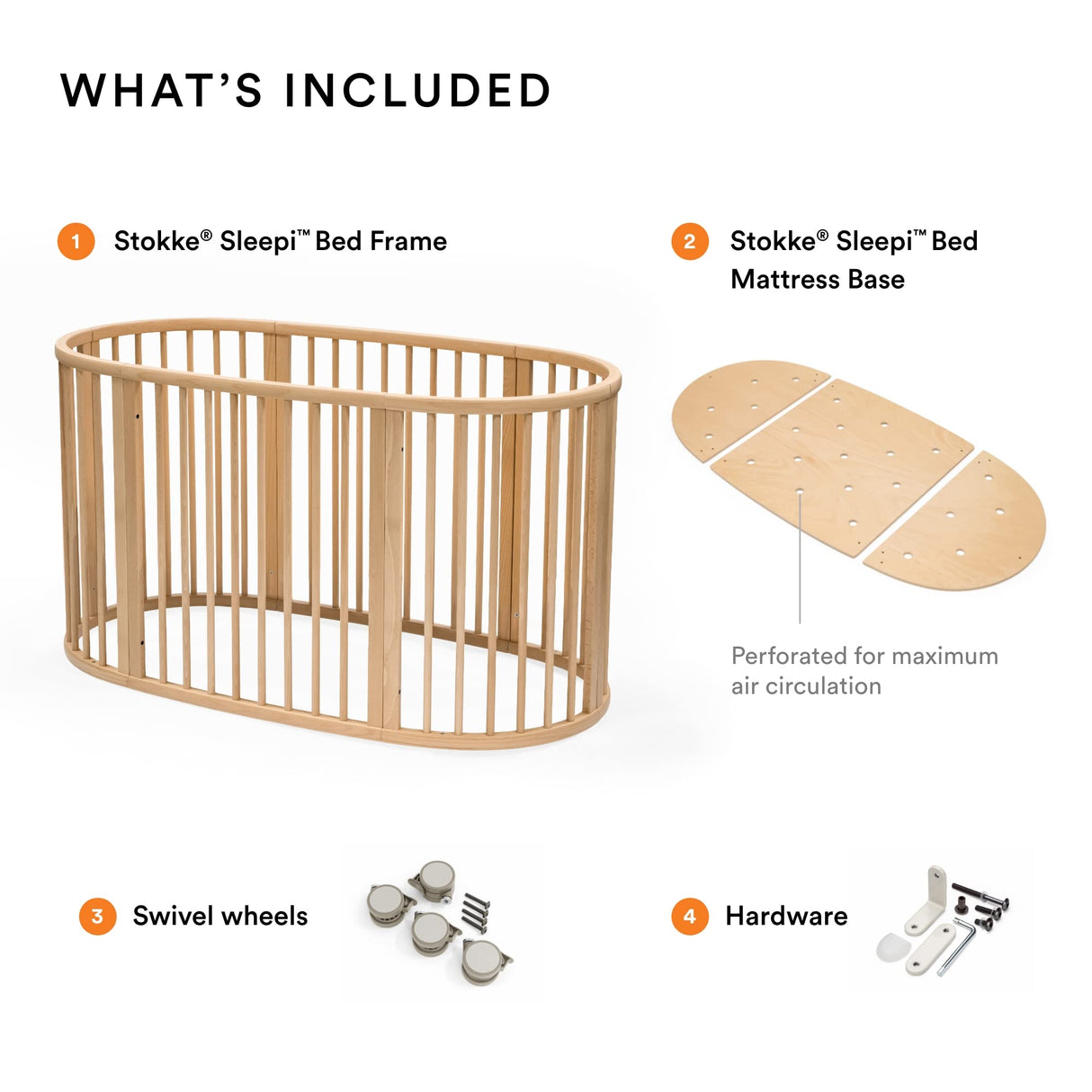 Stokke Sleepi Bed V3, Natural - Suitable for Ages 0-5 Years Old - Adjustable, Stylish & Flexible - Sturdy Beech Wood Frame
