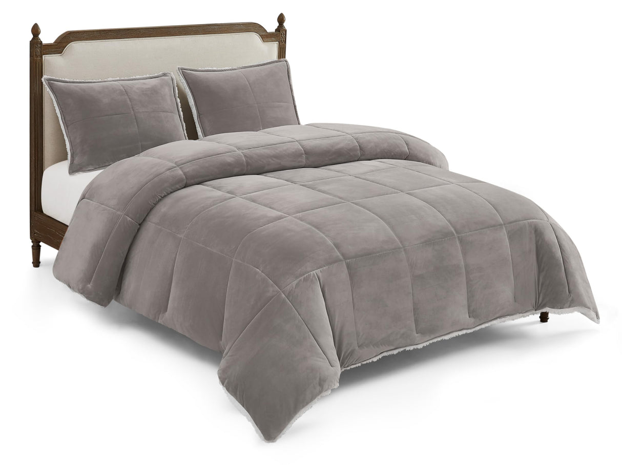Blissful Comforter Set with 2 Pillow Shams Reversible White Comforter Plush Fluffy