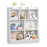 3 Tier Toy Storage Organizer, 5 Cube Toy Shelf and Bookcase Storage Cabinet, Book Shelf for Playroom Bedroom Living Room Nursery White