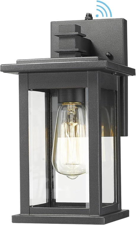 Dusk to Dawn Sensor Outdoor Wall Lantern, HWH Exterior Wall Sconces, Matte Black Waterproof