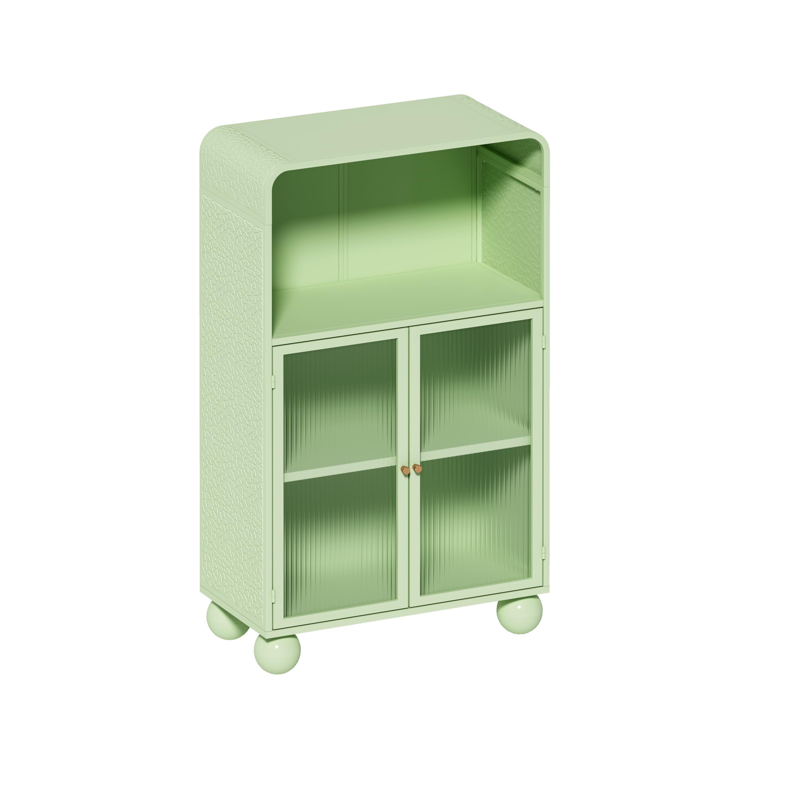 45.28” H Storage Cabinet, Bathroom Floor Cabinet with Glass Door and Shelves