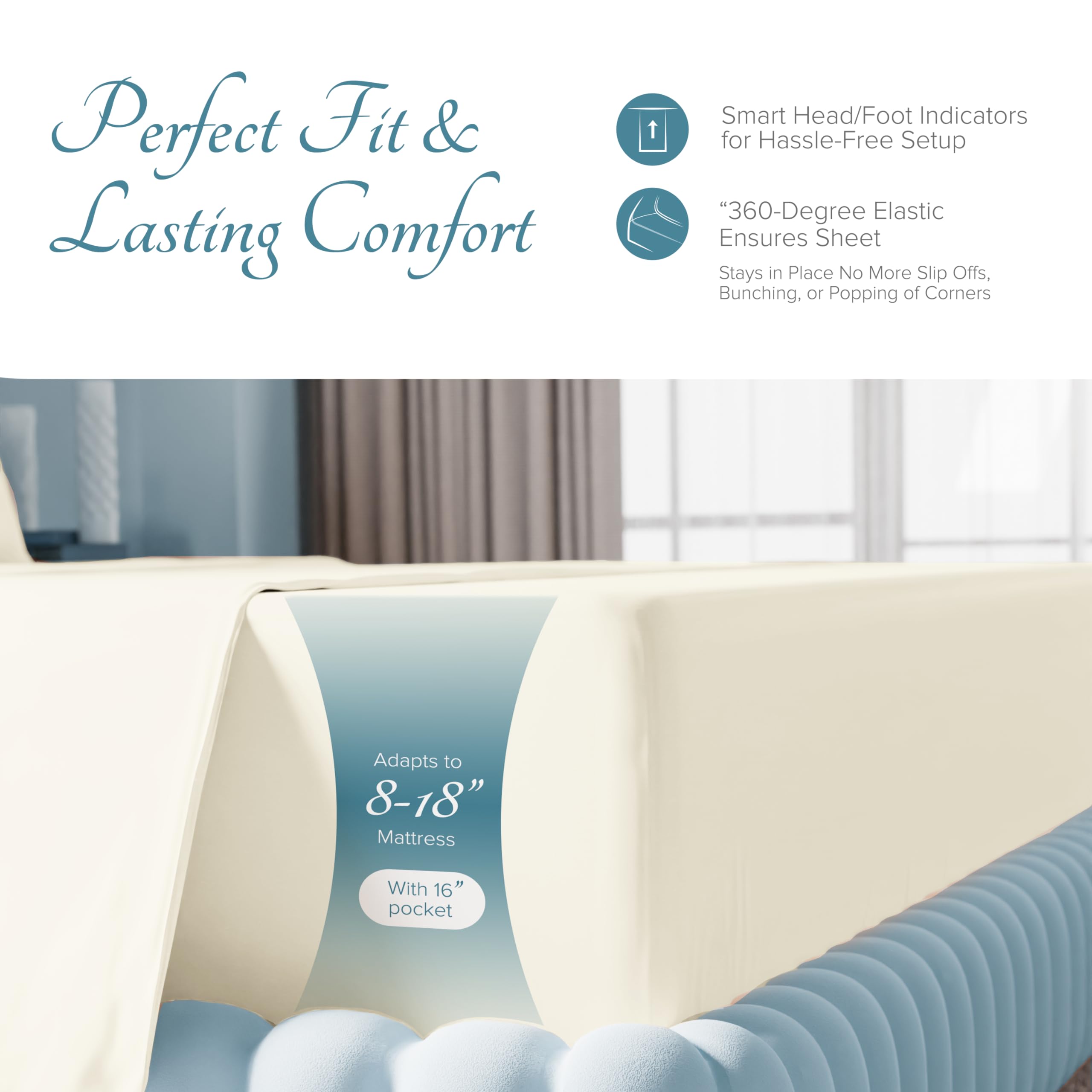 Luxury Egyptian Cotton Sheets Queen Size - 1000 Thread Count 4 Piece Queen Sheets,