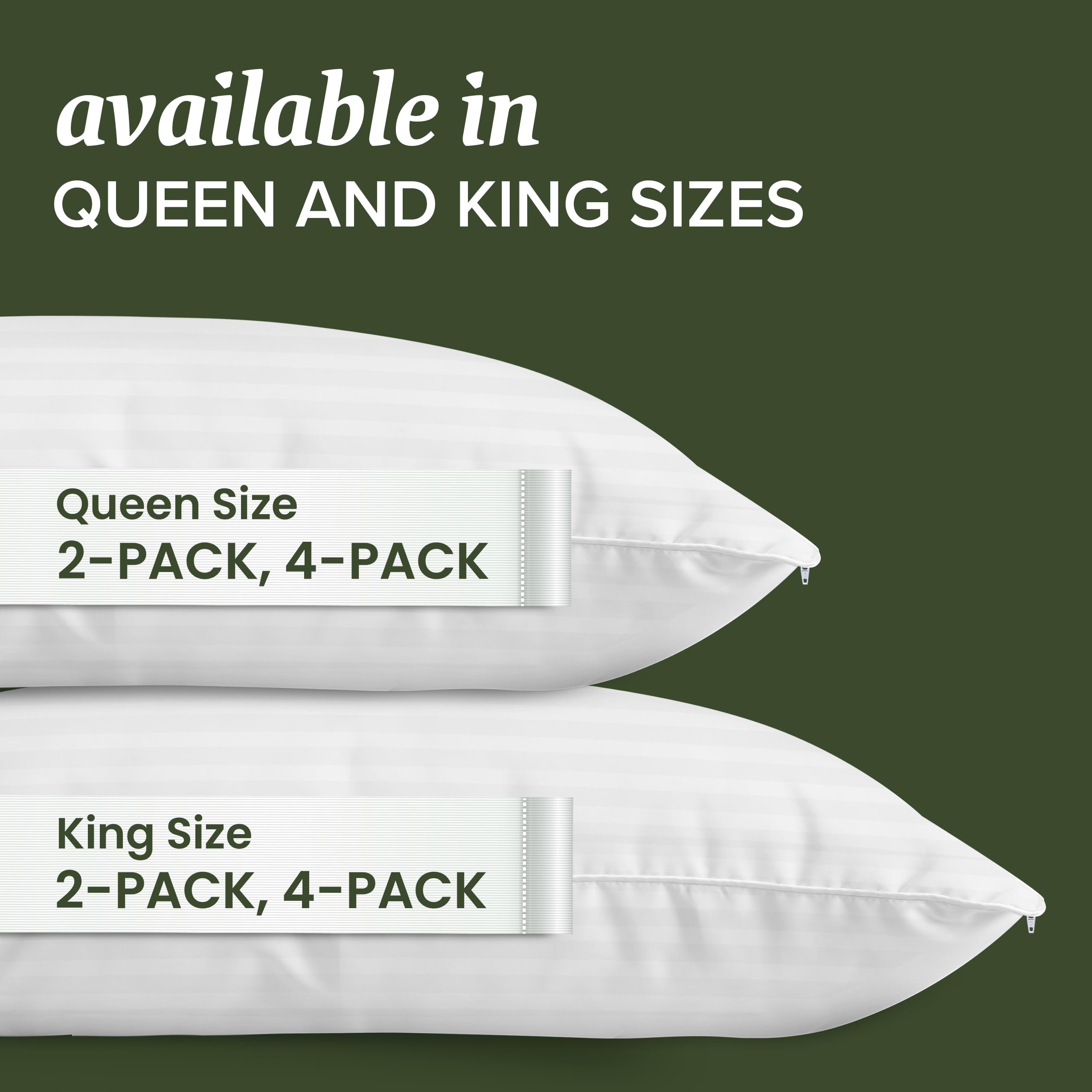Beckham Hotel Collection Queen Size White Pillow Protector with Zipper Set of 2, Soft and Breathable Cotton Pillow Protector Covers