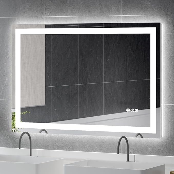 48x36 Inch Modern LED Bathroom Mirror - Smart Backlit Vanity Mirror with Anti-Fog