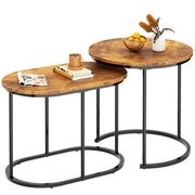 2 Piece Round Side Table Coffee Table Accent Table, Faux Marble Round Nesting Table