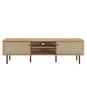 Cambria Rattan and Particleboard TV Stand for TVs up to 70" in Oak