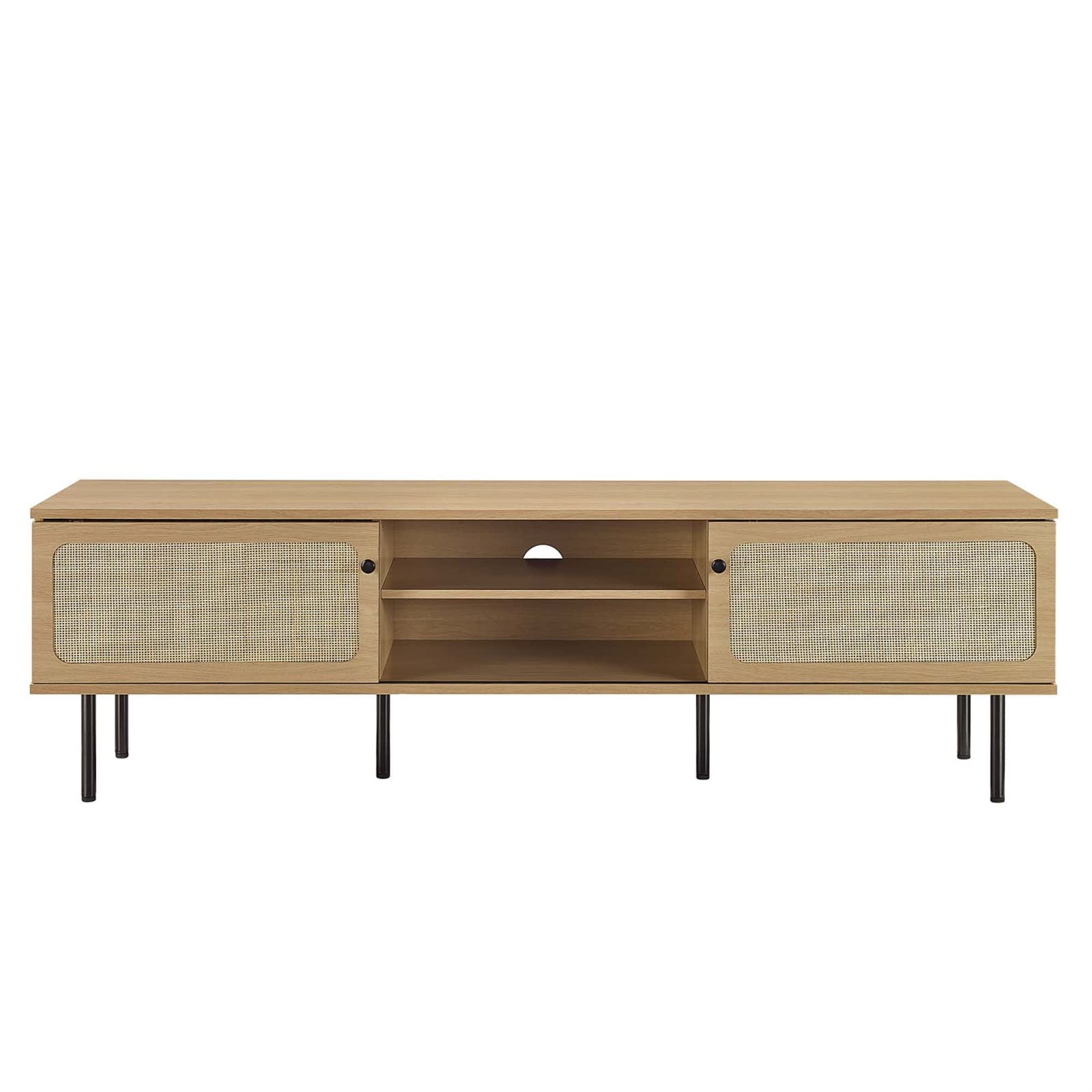 Cambria Rattan and Particleboard TV Stand for TVs up to 70" in Oak