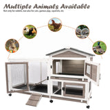 Rabbit Hutch Indoor Outdoor 2 Story Bunny Cage with 3 No Leak Trays