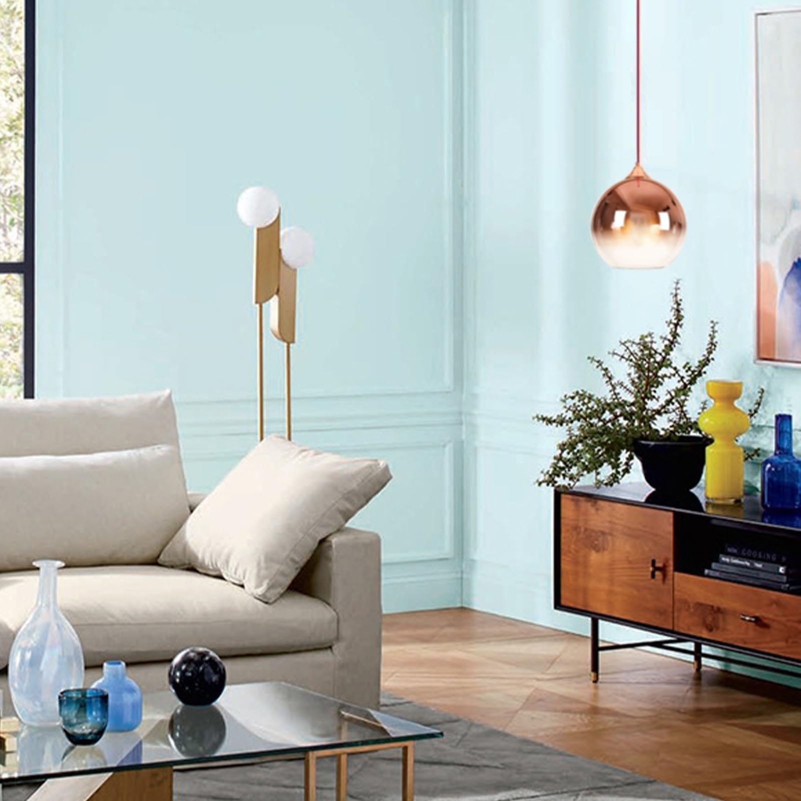Battery Operated Pendant Light with Remote Control - Dimmable LED Ceiling Light