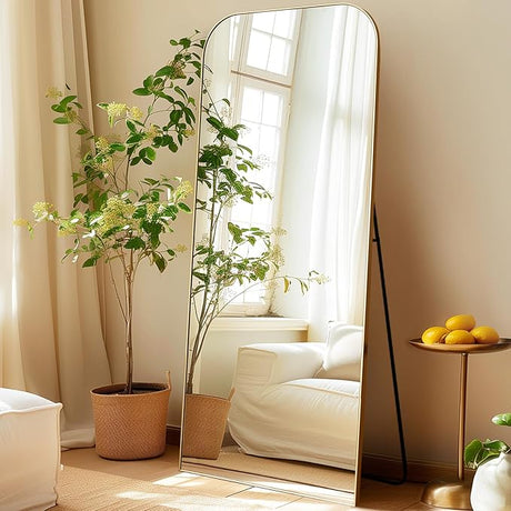 Large Full Length Mirror 71"x26" Oversized Floor Mirror Freestanding Arched Floor Standing Mirror Full Body Mirror