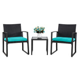 3 Pieces Outdoor Patio Furniture Set, Modern Wicker Bistro Set, Conversation Rattan Chair