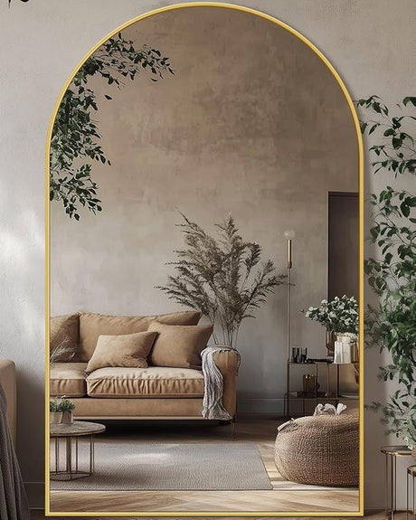 Full Length Mirror, 44"x72" Arched Full Body Oversized Floor Mirror, Free Standing Leaning Mirror