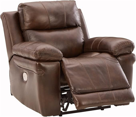 Edmar Leather Power Recliner with Adjustable Headrest, Gray