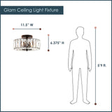 Glam Ceiling Light Fixture - Semi-Flush Mount, Oil Rubbed Bronze