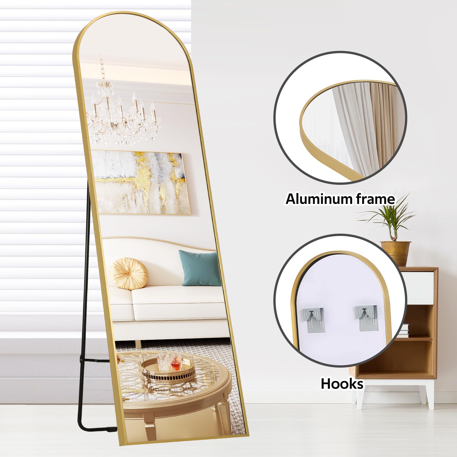 Arched Full-Length Floor Mirror | Premium Aluminum Frame & Shatterproof Glass