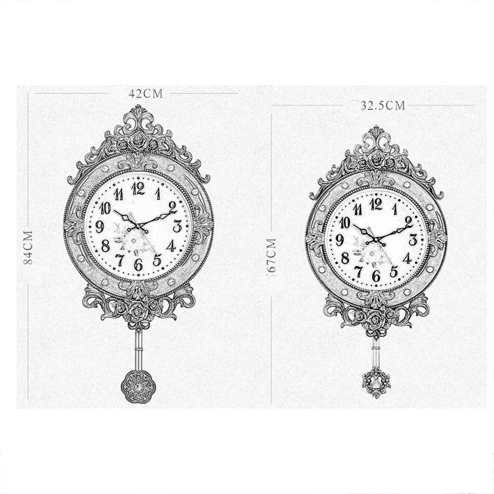 Quartz Clock Office Wall Clock Numerals Mute Resin 20 Inch Rocking Big